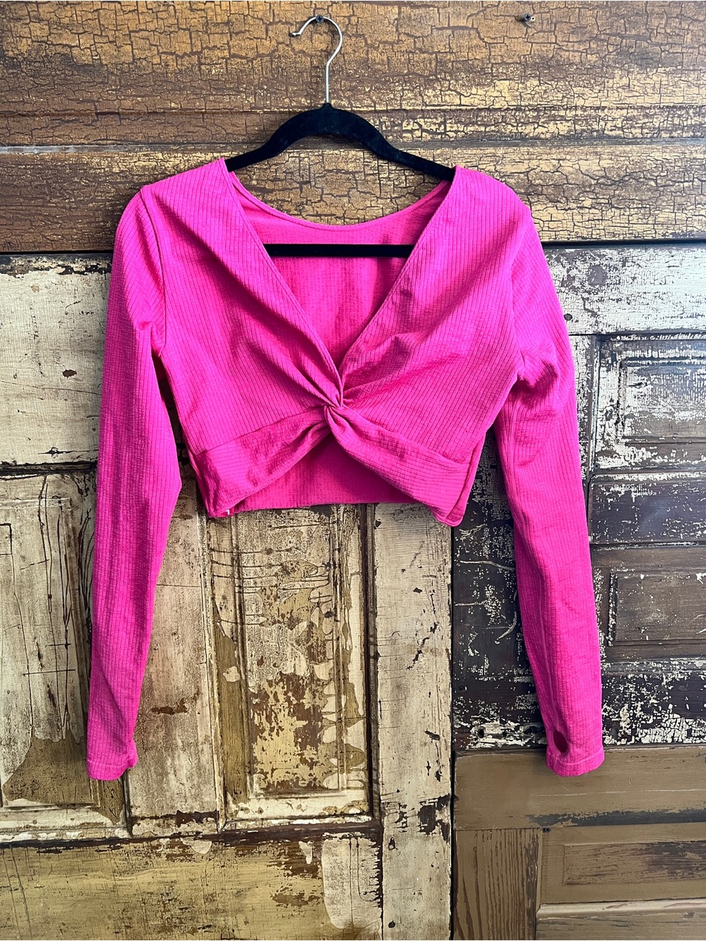 JoyLab Hot Pink Ribbed Wide-Leg Jumpsuit Set - Picture 3 of 5